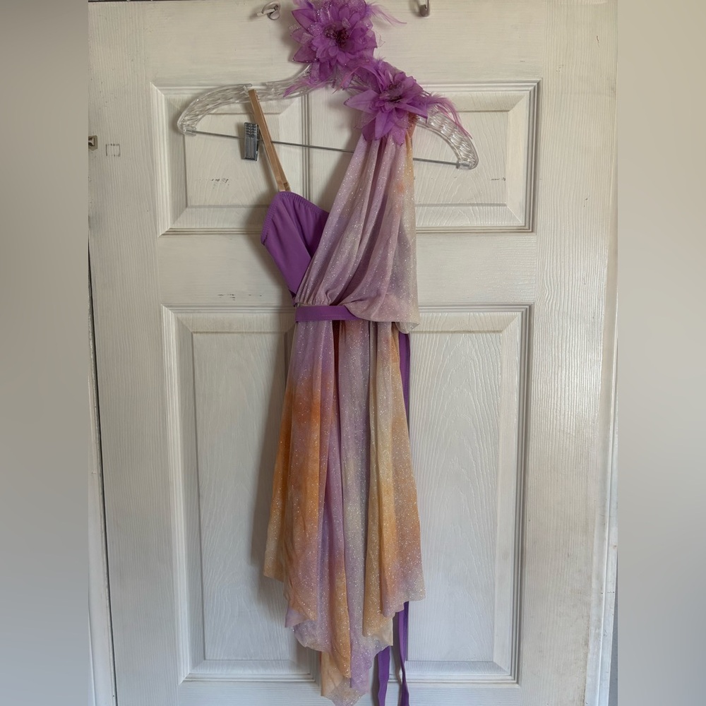 Purple and Orange Asymmetrical Dance Costume Dress
